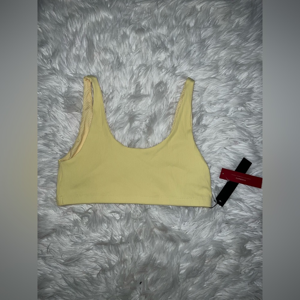 carbon38 ribbed bra • butter yellow ; L
